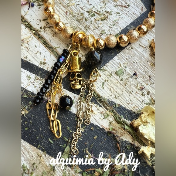 Alquimia Gold and Black Beaded Bracelet - Picture 1 of 2